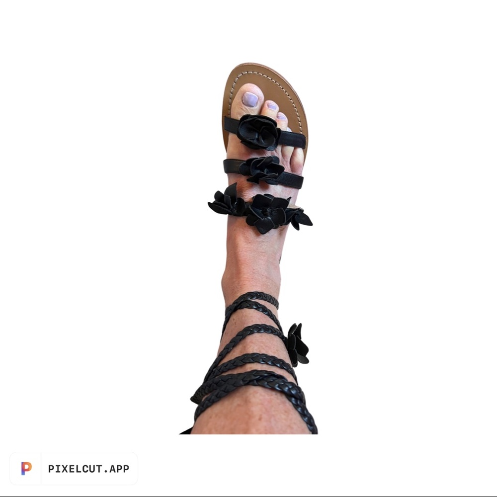 Tory Burch black Blossom Gladiator Sandals size 10.5